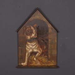 Tableau ancien du XIXe siècle, huile sur toile représentant le bouledogue « Duchess », vers 1820
