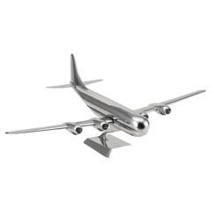Vintage 20th Century Polished Metal Desk Model Of A Boeing 377 Aircraft c.1950