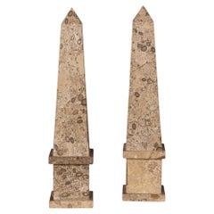 Vintage 20th Century Pair Of Italian Astracane Di Verona Marble Obelisks c.1980