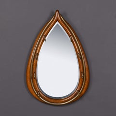 Antique 19th Century English Oak Horse Collar Shape Framed Mirror c.1890