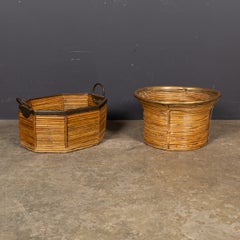 Cestini italiani vintage del XX secolo in ottone e bambù, attribuibili a Gabriella Crespi