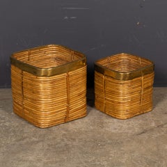 Vintage 20Thc Italian Brass & Bamboo Baskets