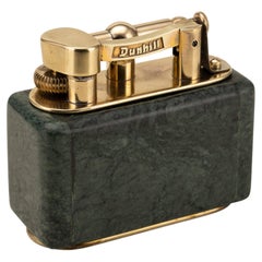 Vintage 20th Century Green Serpentine & Gold Plated Dunhill Table Lighter c.1950