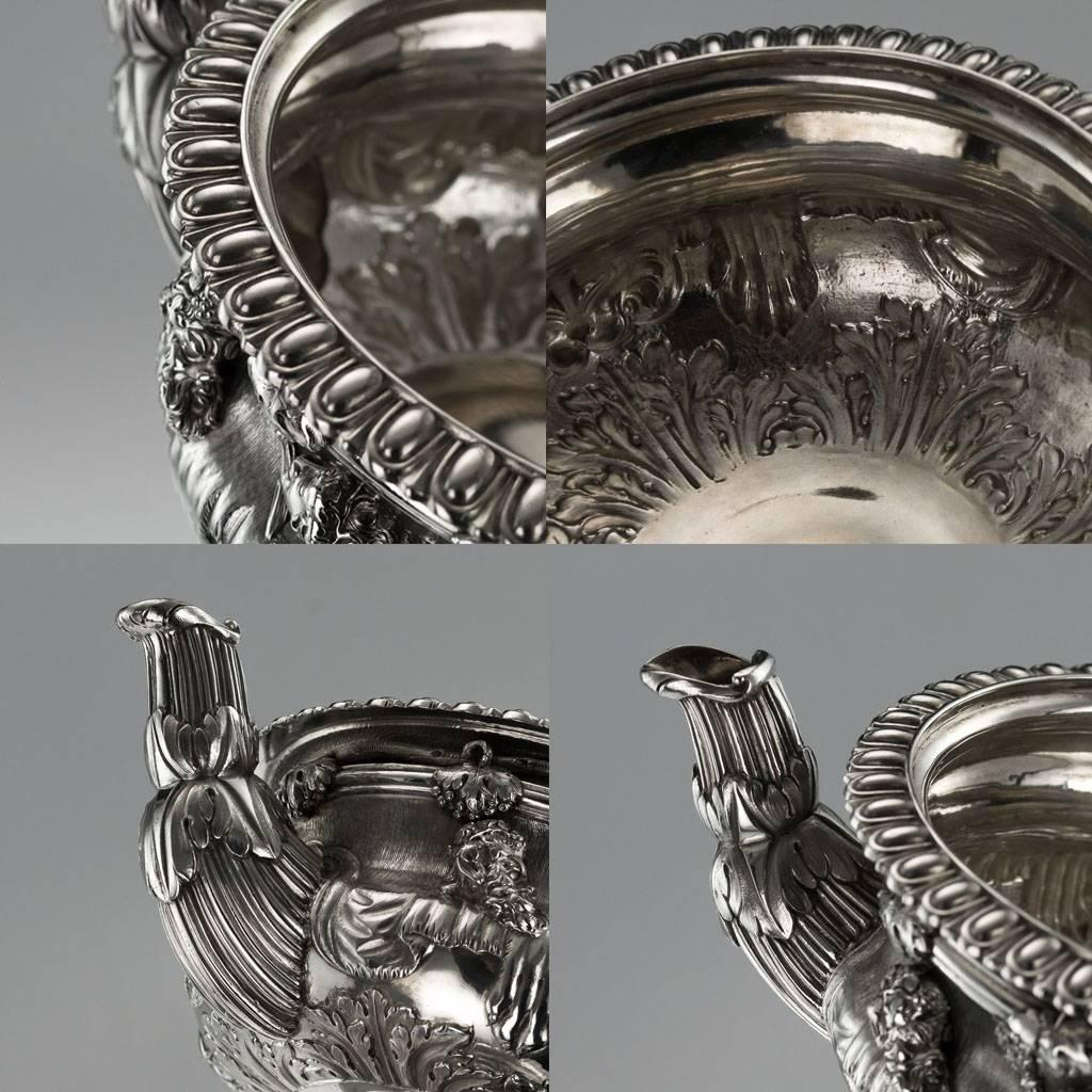 Sterling Silver Georgian Solid Silver Warwick Tea and Coffee Set, Hennell II, circa 1820
