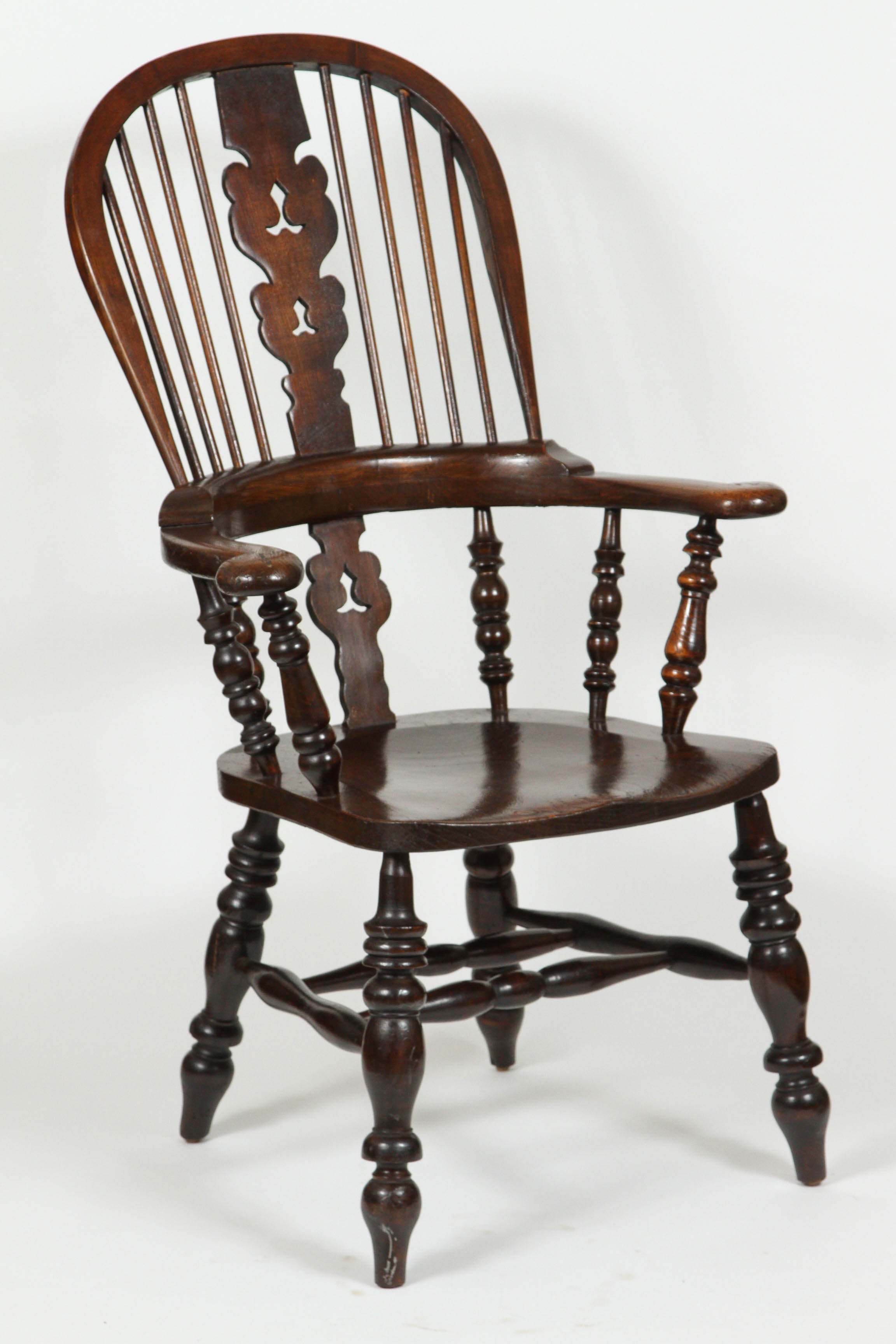 Windsor Armchair, English Broad-Arm High-Back Chair For Sale