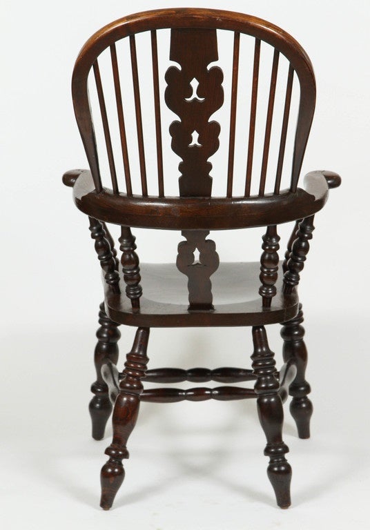 Windsor Armchair, English Broad-Arm High-Back Chair For Sale 4