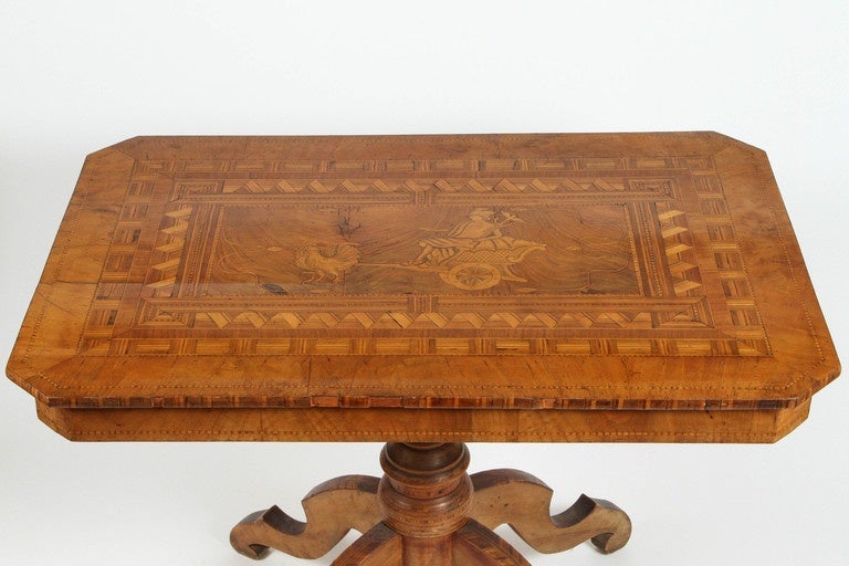 Italian Marquetry Pedestal Table For Sale 2