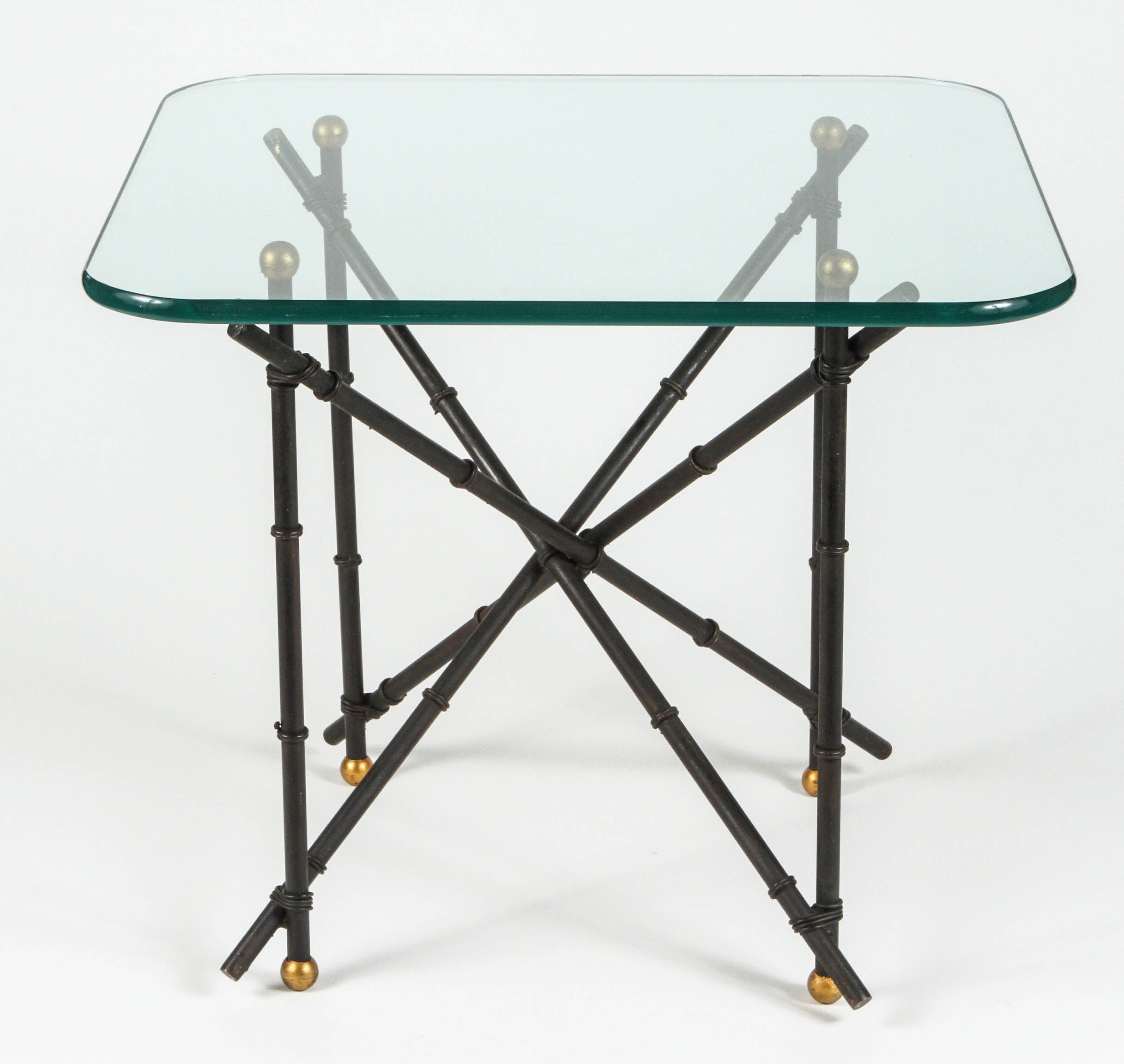 Metal Faux Bamboo Side table For Sale