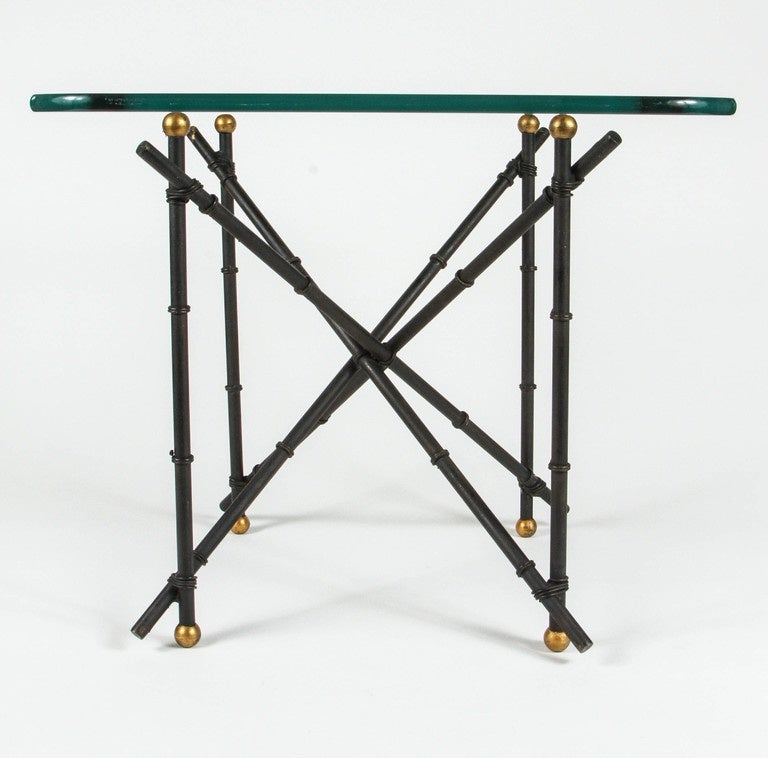 Metal Faux Bamboo Side table In Good Condition For Sale In Los Angeles, CA