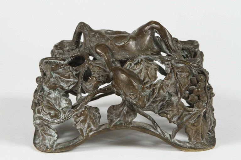 Bronze cheese keep with mice and grapevine design