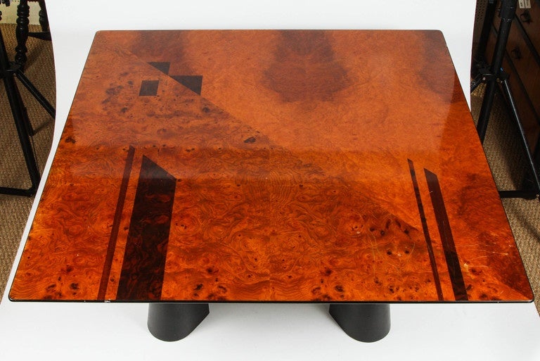 Mod Coffee Table with inlay detail In Fair Condition For Sale In Los Angeles, CA