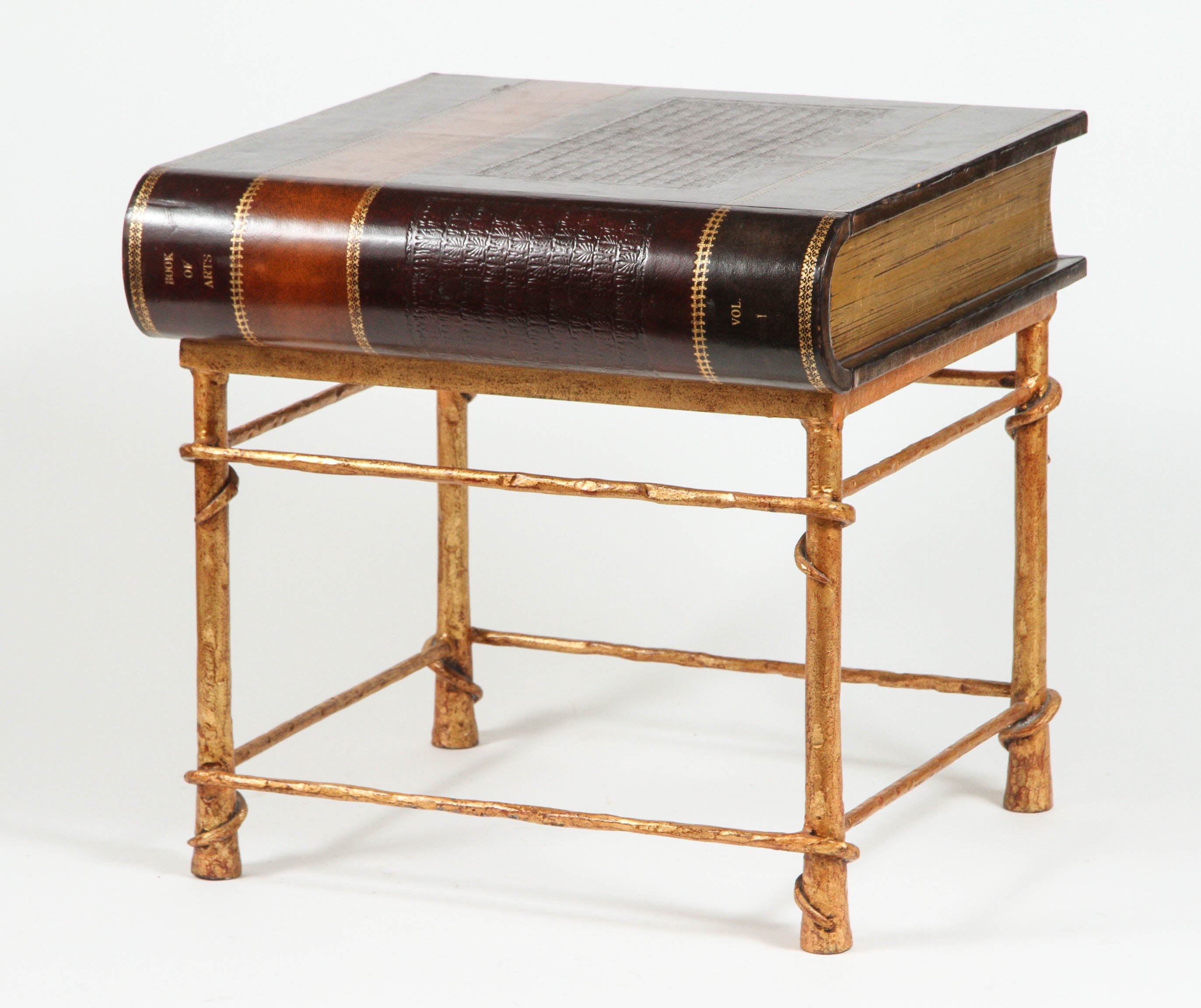 Maitland Smith Leather Book Style Side Table For Sale