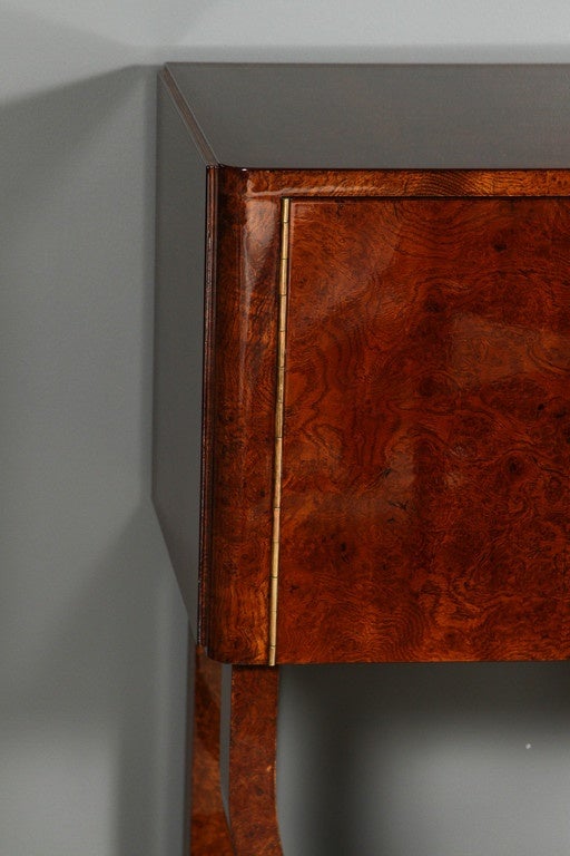 German Art Deco Style Console or Sideboard in Burl Walnut and Shagreen For Sale