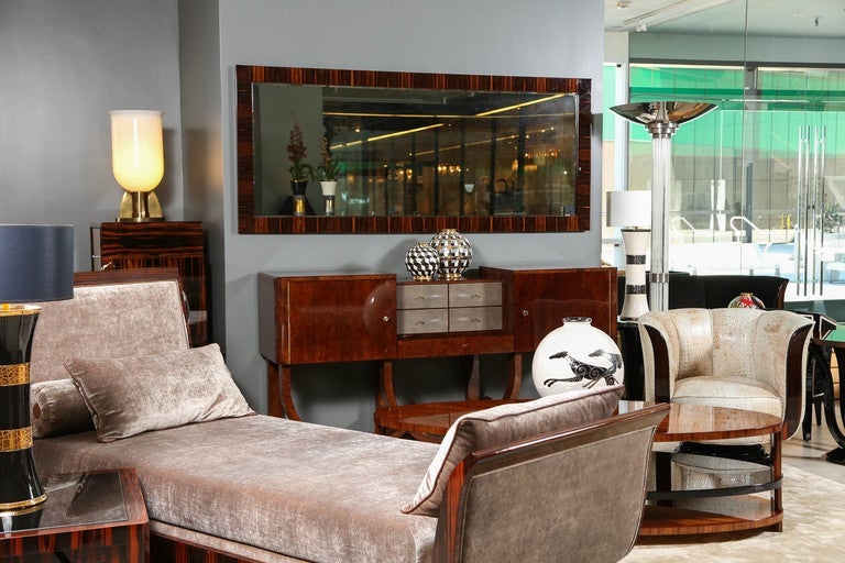 Art Deco Style Console or Sideboard in Burl Walnut and Shagreen For Sale 3