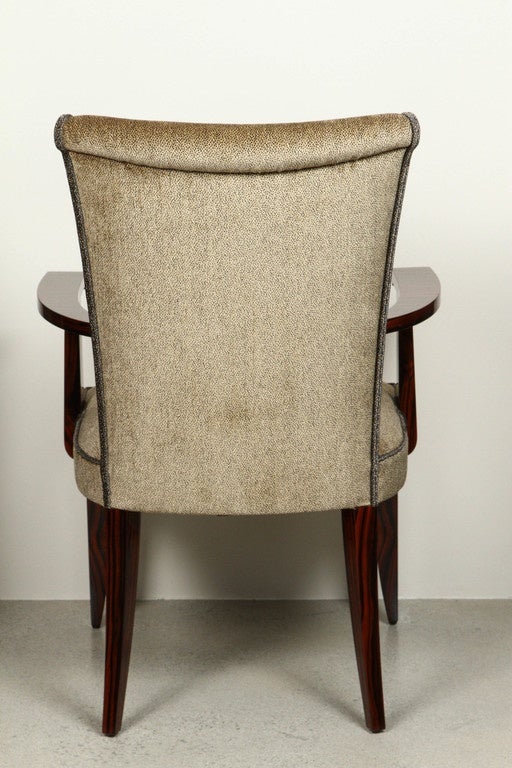 Art Deco Style High Back Dining Chair with Arms in Macassar For Sale 2