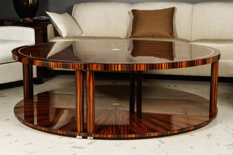 Hand-Crafted Art Deco Style Coffee Table in Macassar For Sale