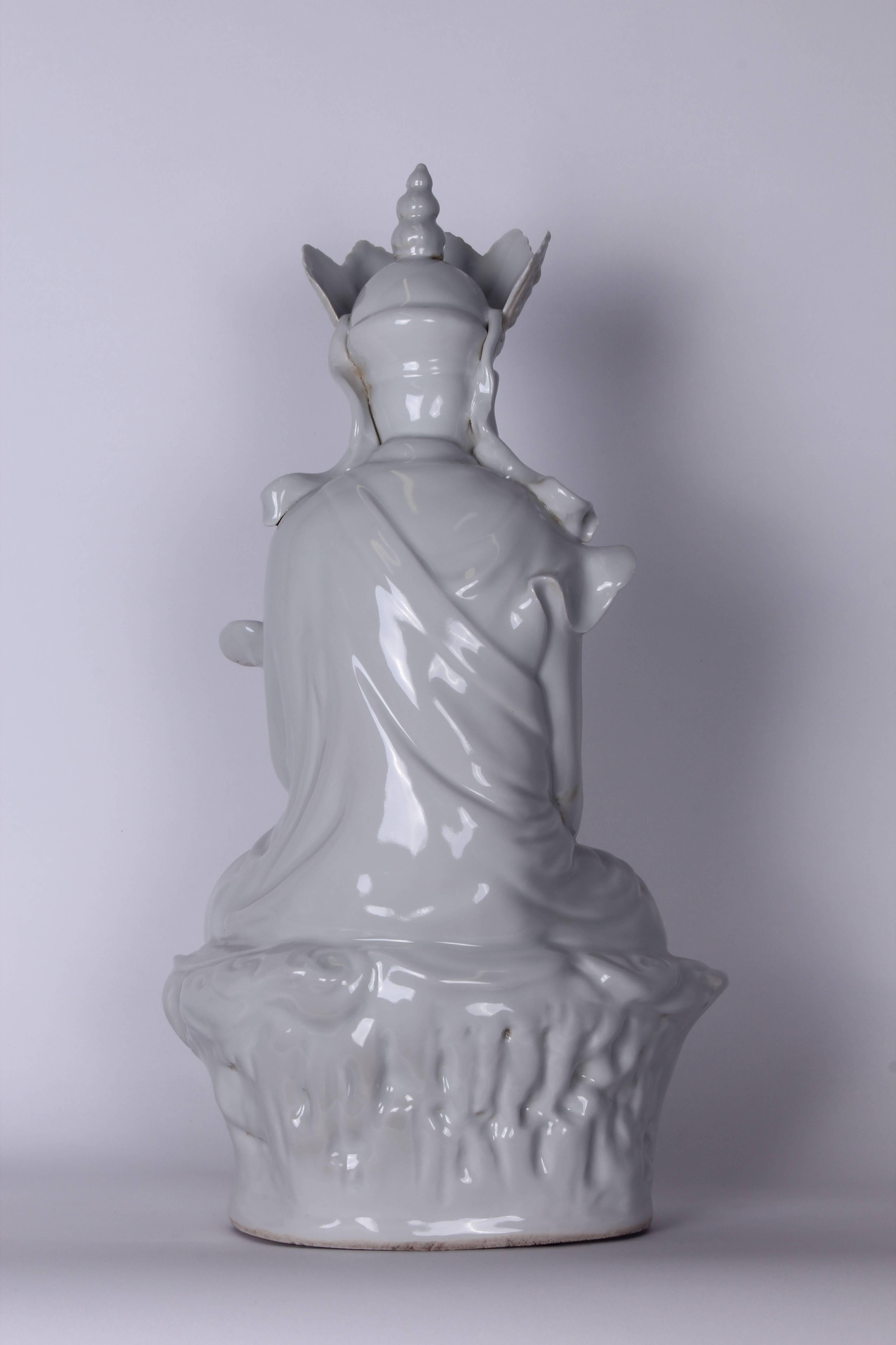 Chinese Export Vintage Blanc de Chine Bodhisattva Statue