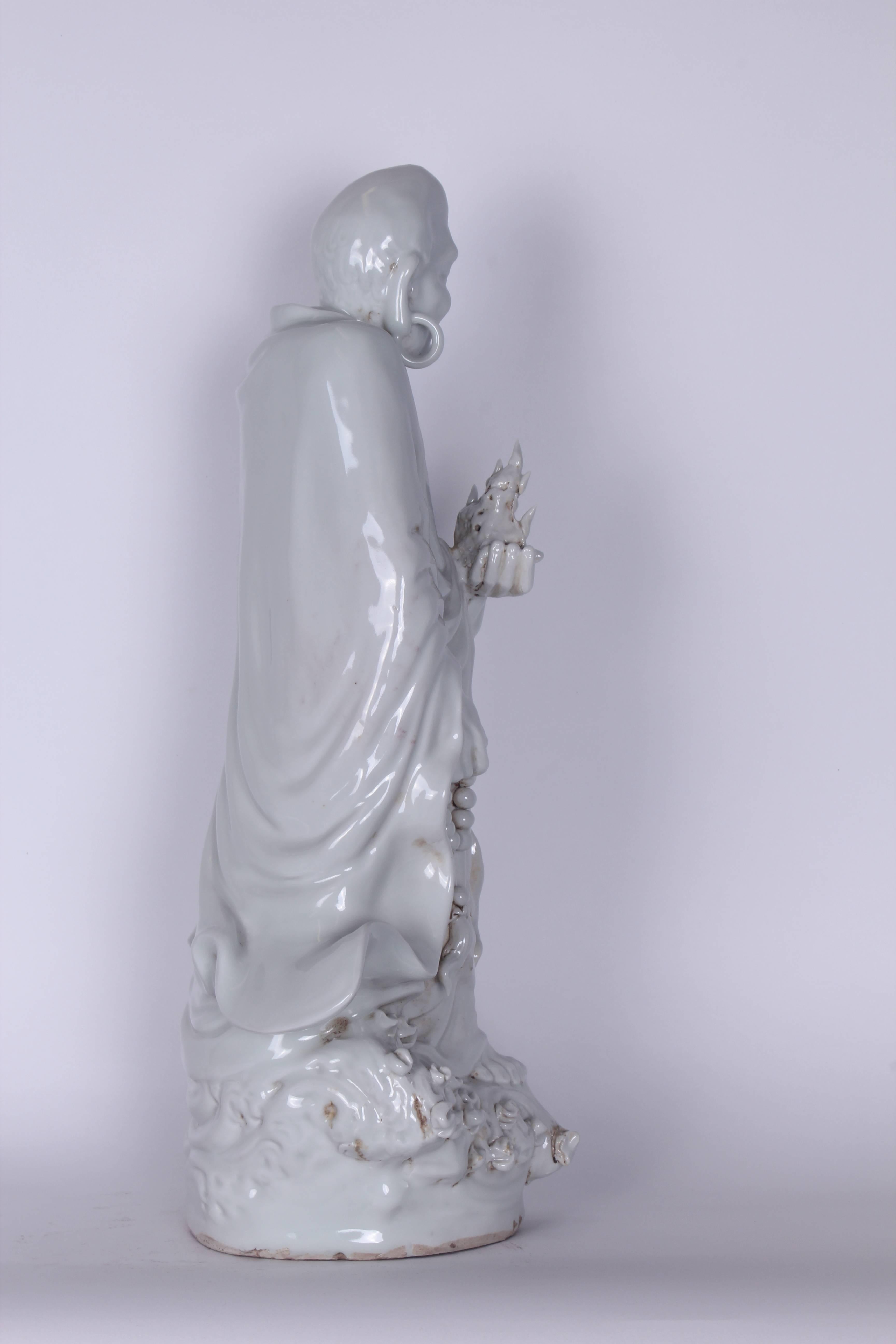Fired Vintage Blanc de Chine Chinese Deity For Sale