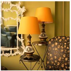 Pair of 19th Century French Porcelain Hand-Painted Cameo Lamps