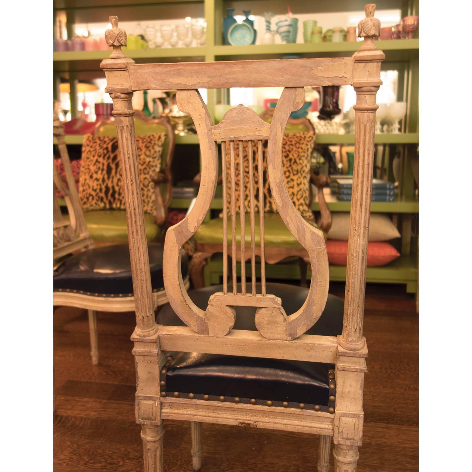 Set of Six Louis XVI Lyre Back Chairs In Good Condition For Sale In New York, NY