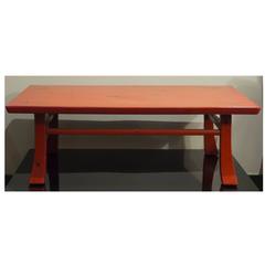 Vintage Japanese Style Negoro Nuri Lacquer Low Table