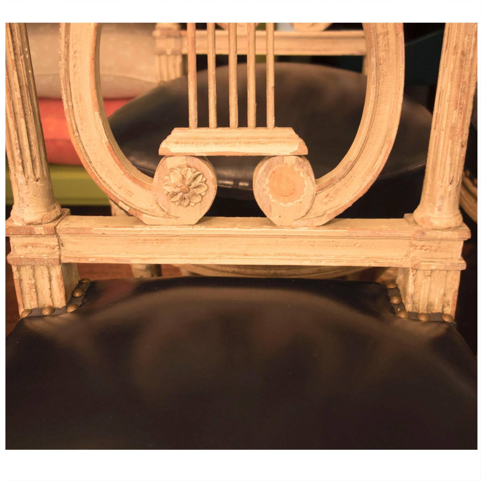 Set of Six Louis XVI Lyre Back Chairs For Sale 2