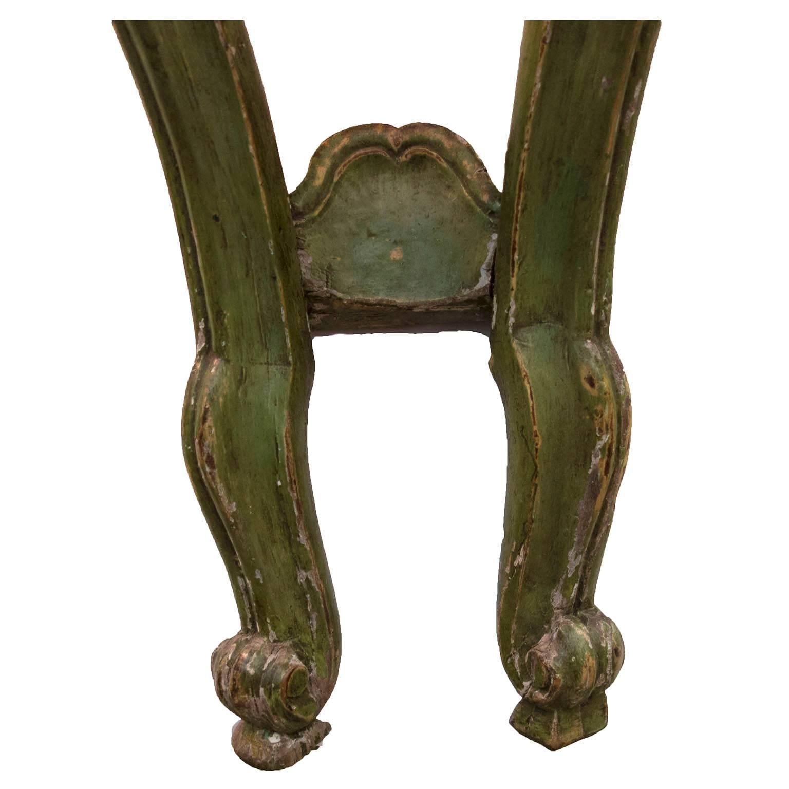 Wood 18th Century Italian Green Painted Console For Sale