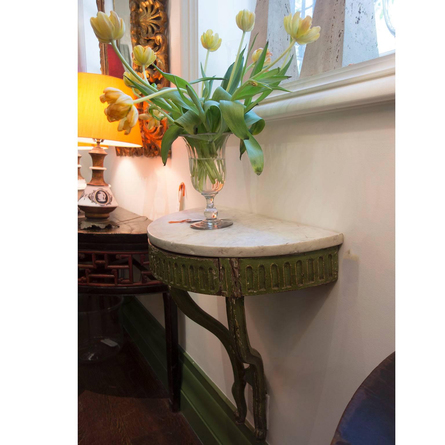 18th Century Italian Green Painted Console In Good Condition For Sale In New York, NY
