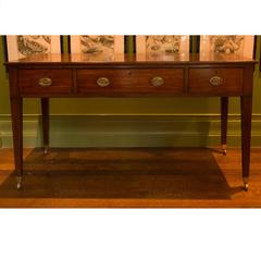 George III Mahogany Library Table Desk with Three Drawers