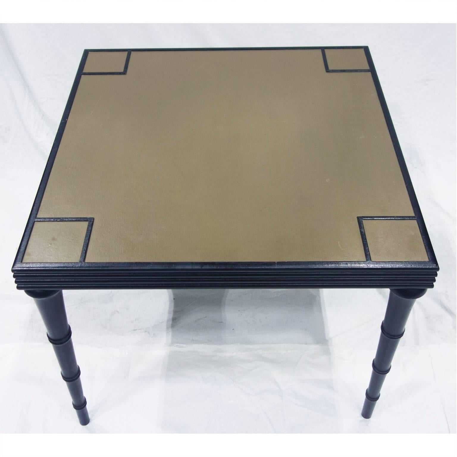 20th Century Vintage Painted Faux Bamboo Game Table For Sale