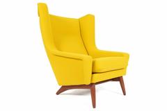 Aage Christiansen Wingback Lounge Chair in Aureolin