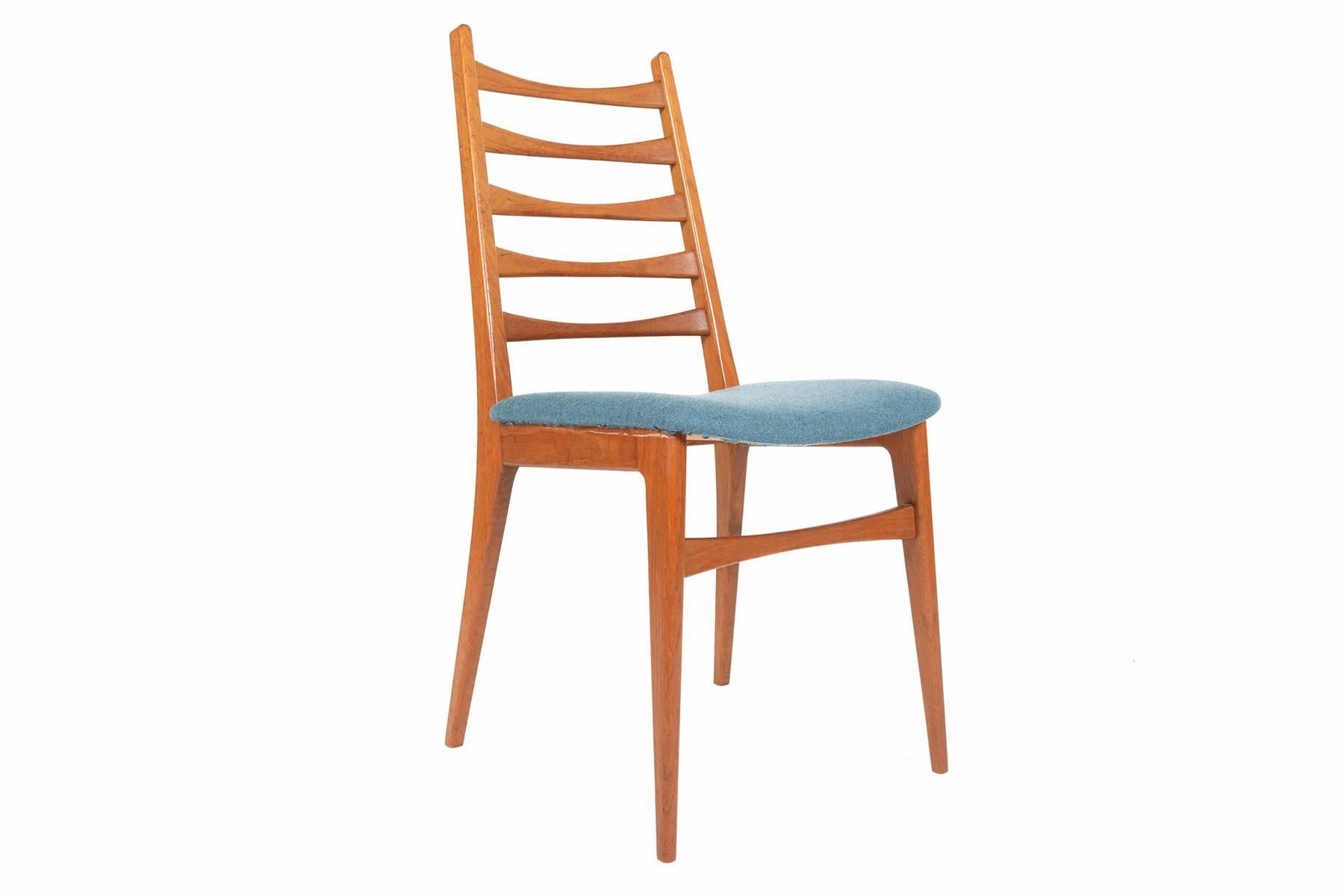 Mid-20th Century Set of Six Teak Kofoed Style Ladder Back Dining Chairs
