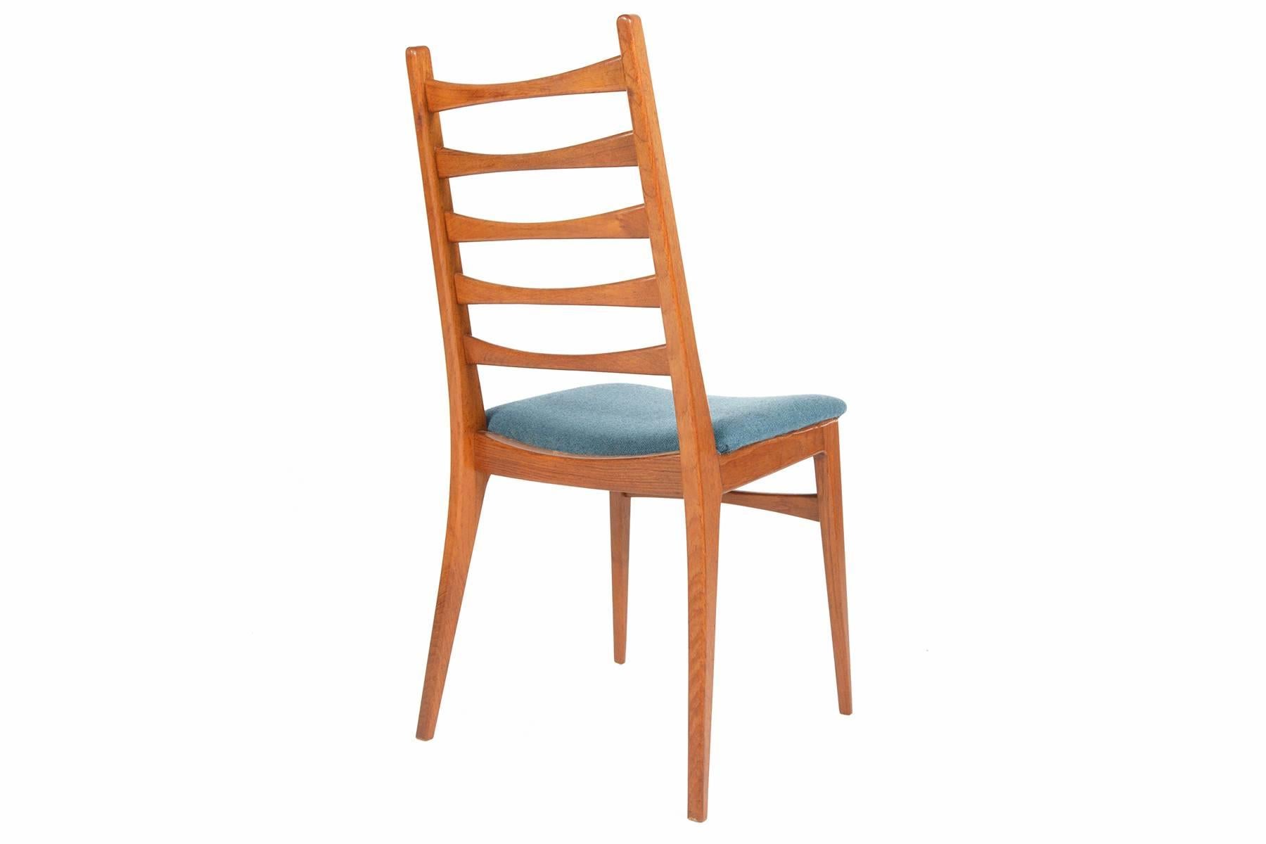Set of Six Teak Kofoed Style Ladder Back Dining Chairs In Good Condition In Berkeley, CA