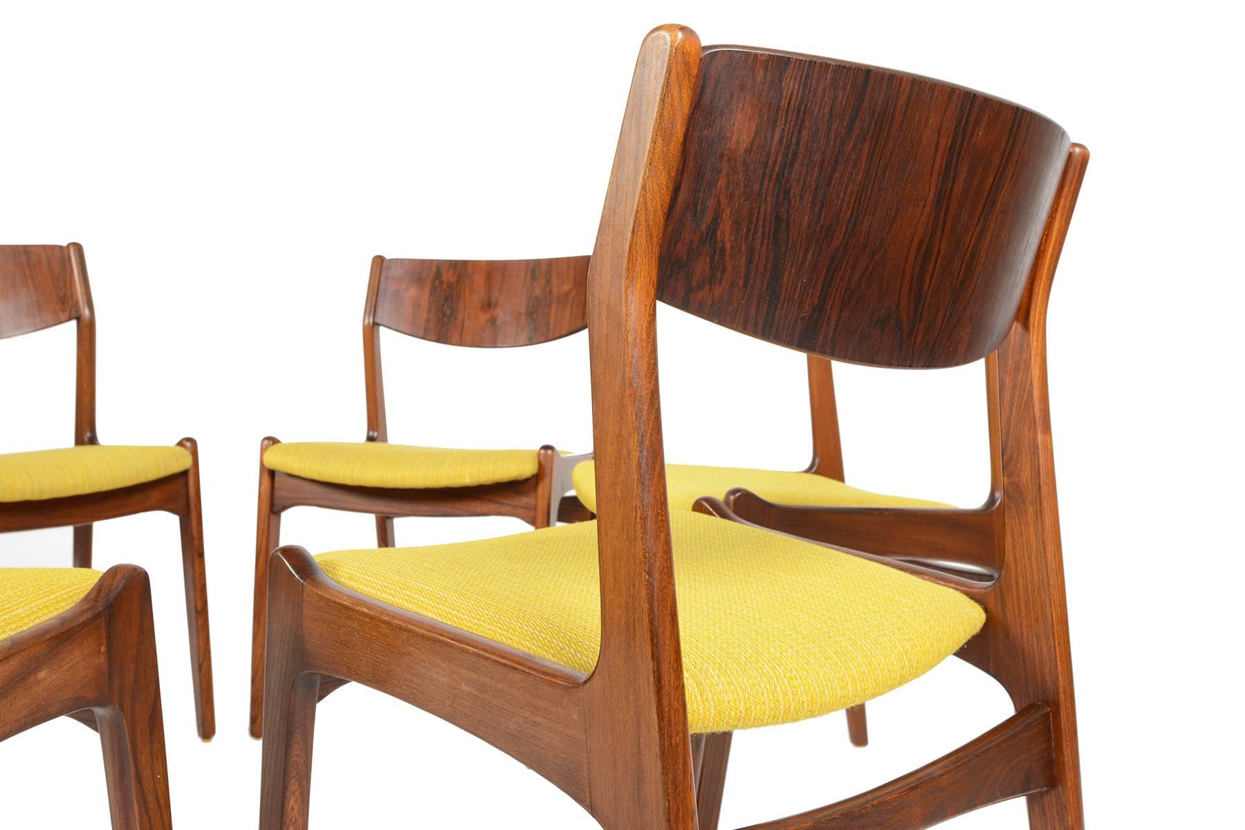 Scandinavian Modern Set of Six Søro Stolefabrik Rosewood Dining Chairs