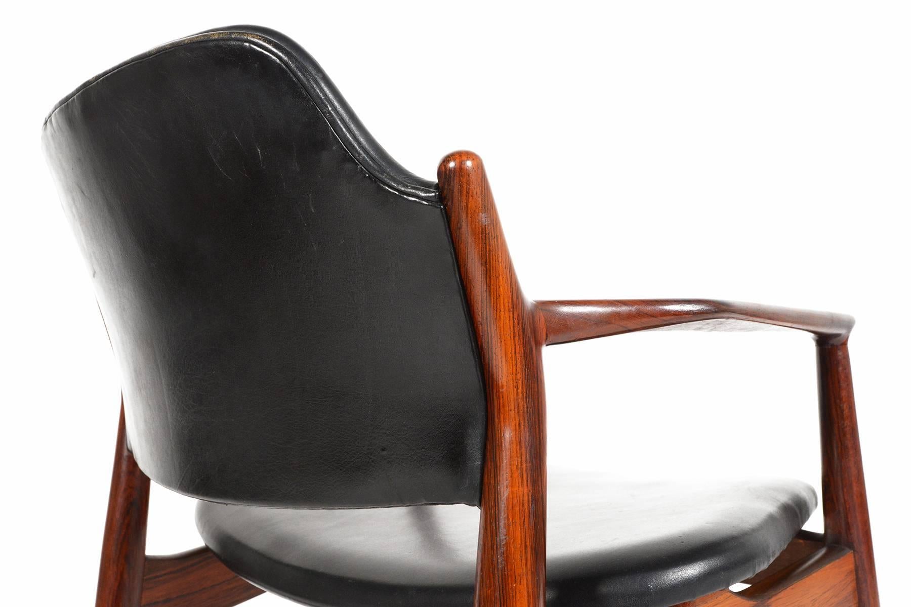 Leather Arne Vodder No. 62A Rosewood Armchair 