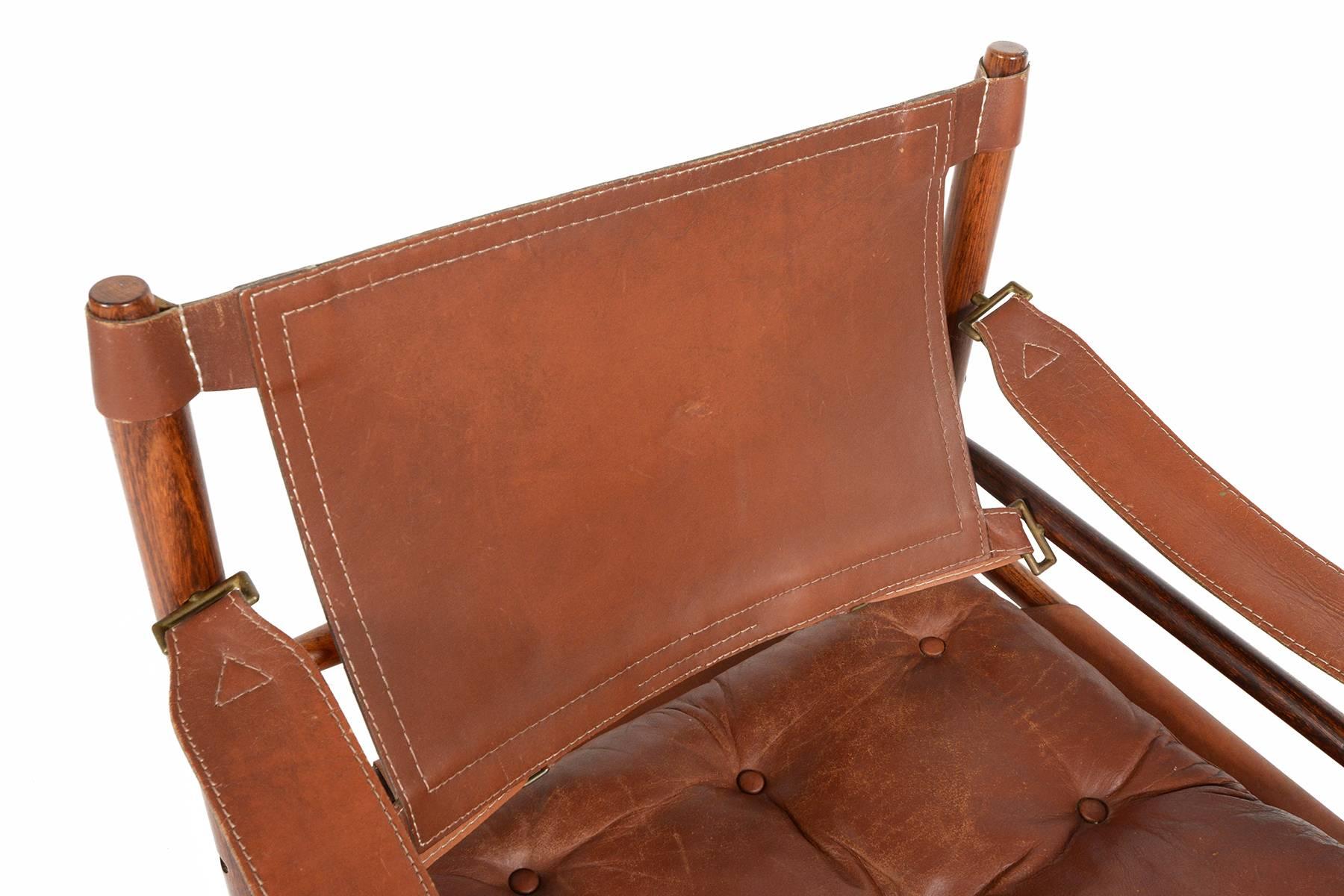 Arne Norell Safari Chair in Rosewood and Leather 1