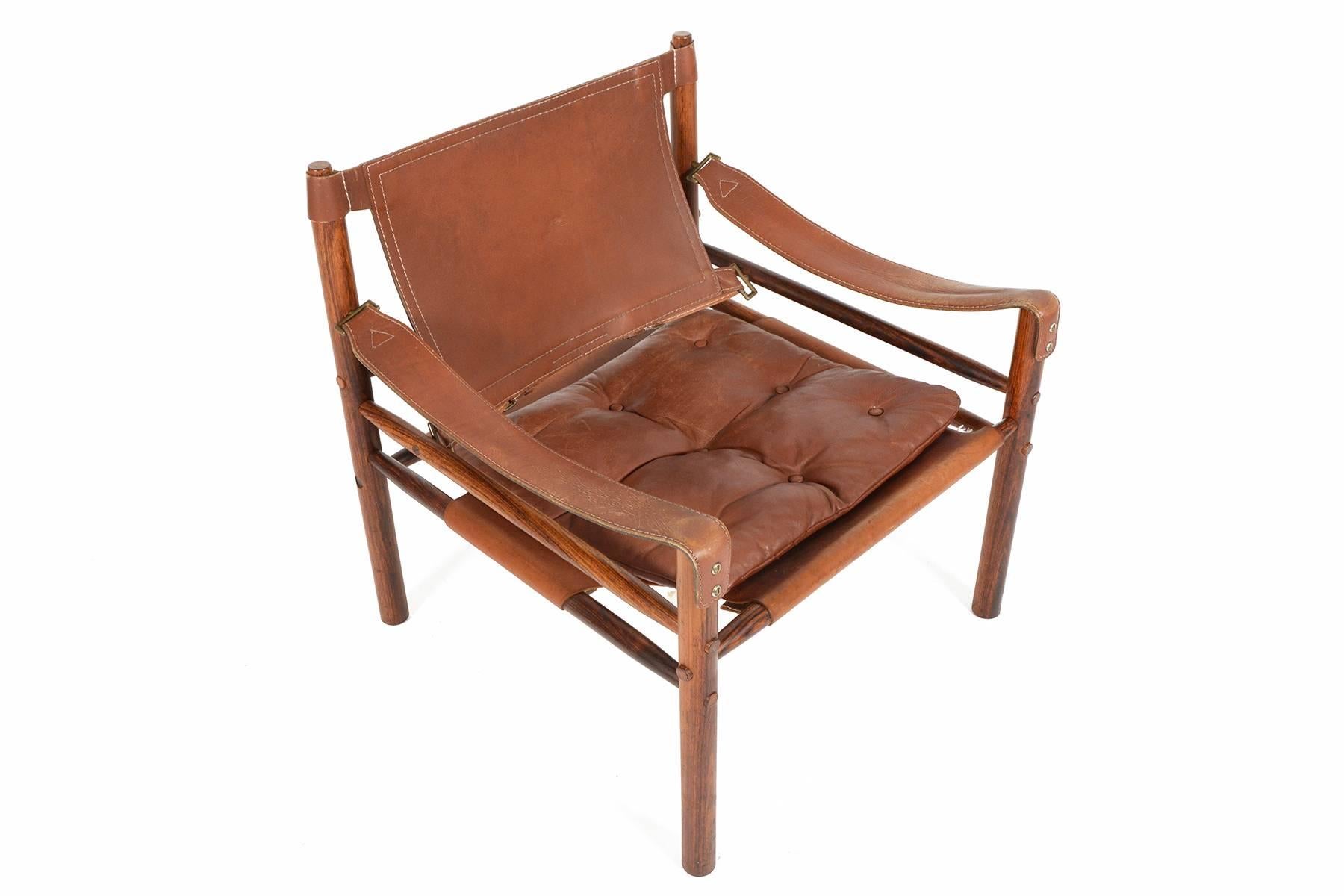 Mid-20th Century Arne Norell Safari Chair in Rosewood and Leather