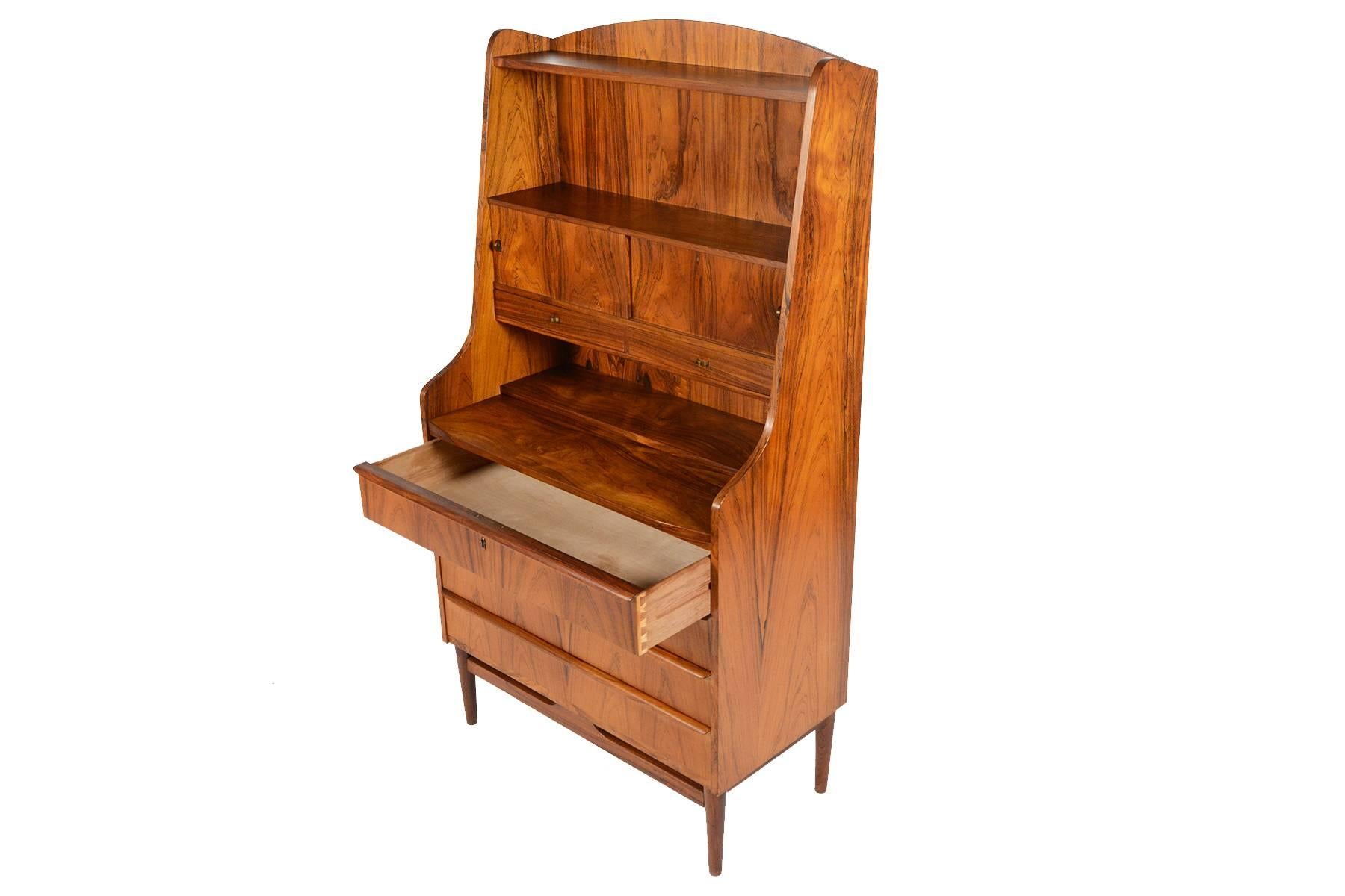 Danish Modern Rosewood Secretary Desk with Bookcase In Excellent Condition In Berkeley, CA