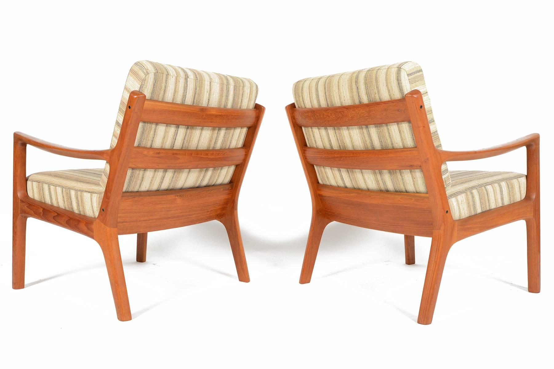 Mid-Century Modern Pair of Ole Wanscher Teak Senator Lounge Chairs