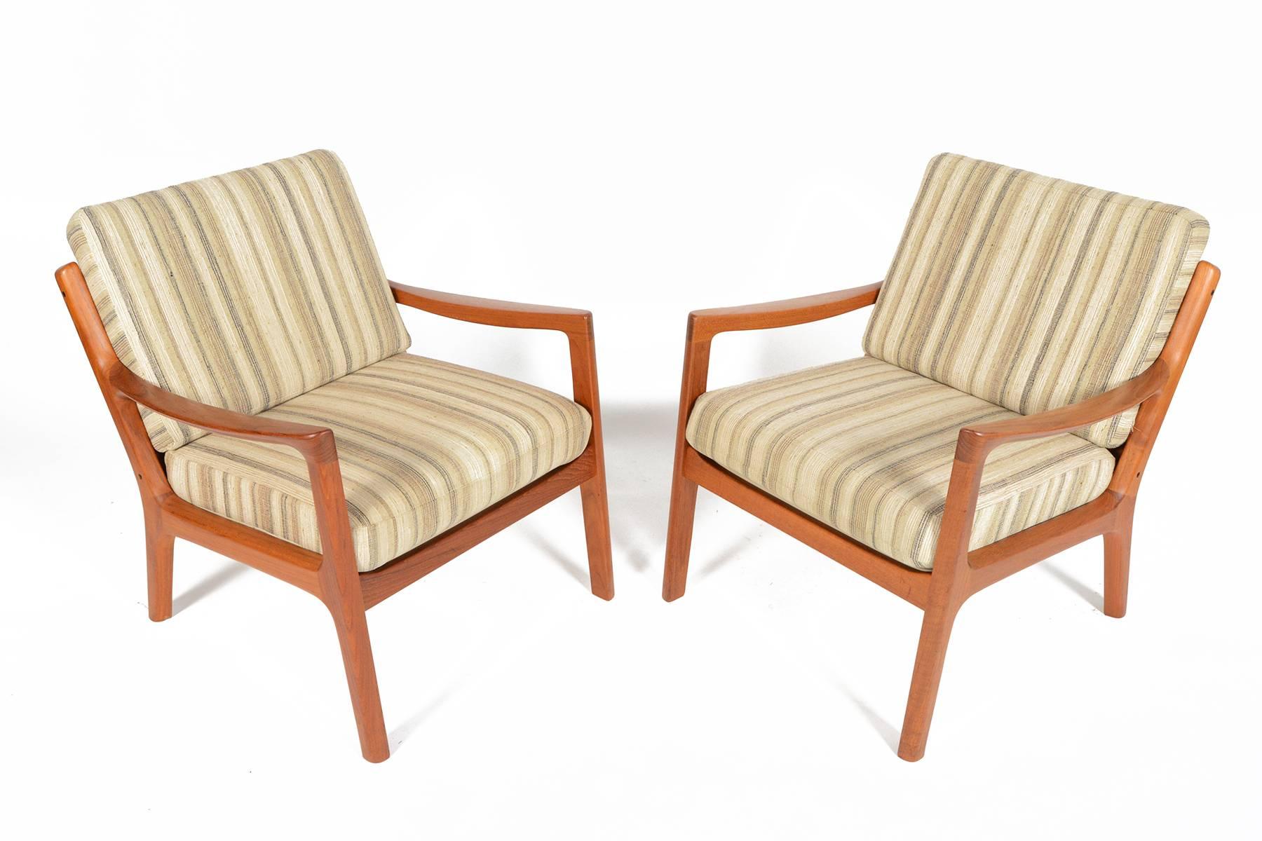 Danish Pair of Ole Wanscher Teak Senator Lounge Chairs