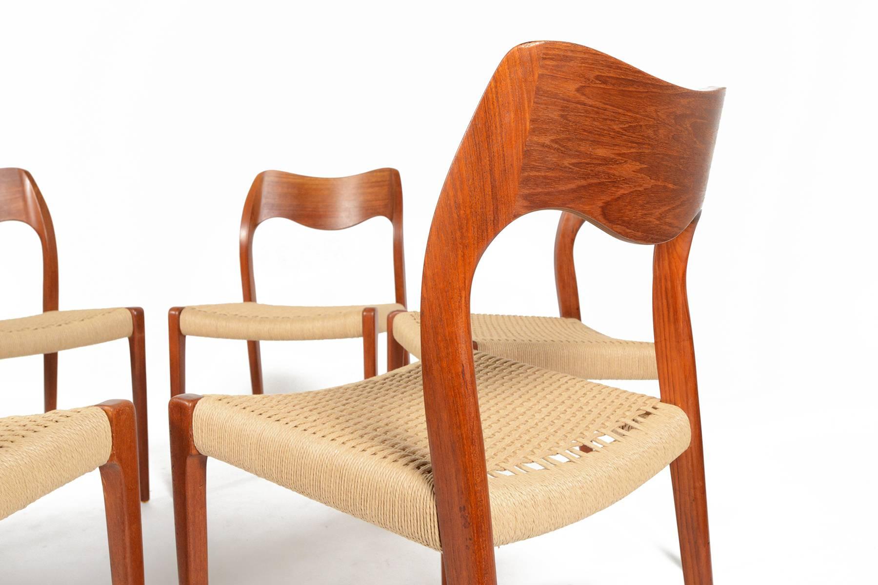 Mid-20th Century Set of Six Møller Model 71 Teak Dining Chairs