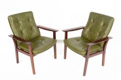 Pair of Arne Vodder Rosewood and Leather Armchairs