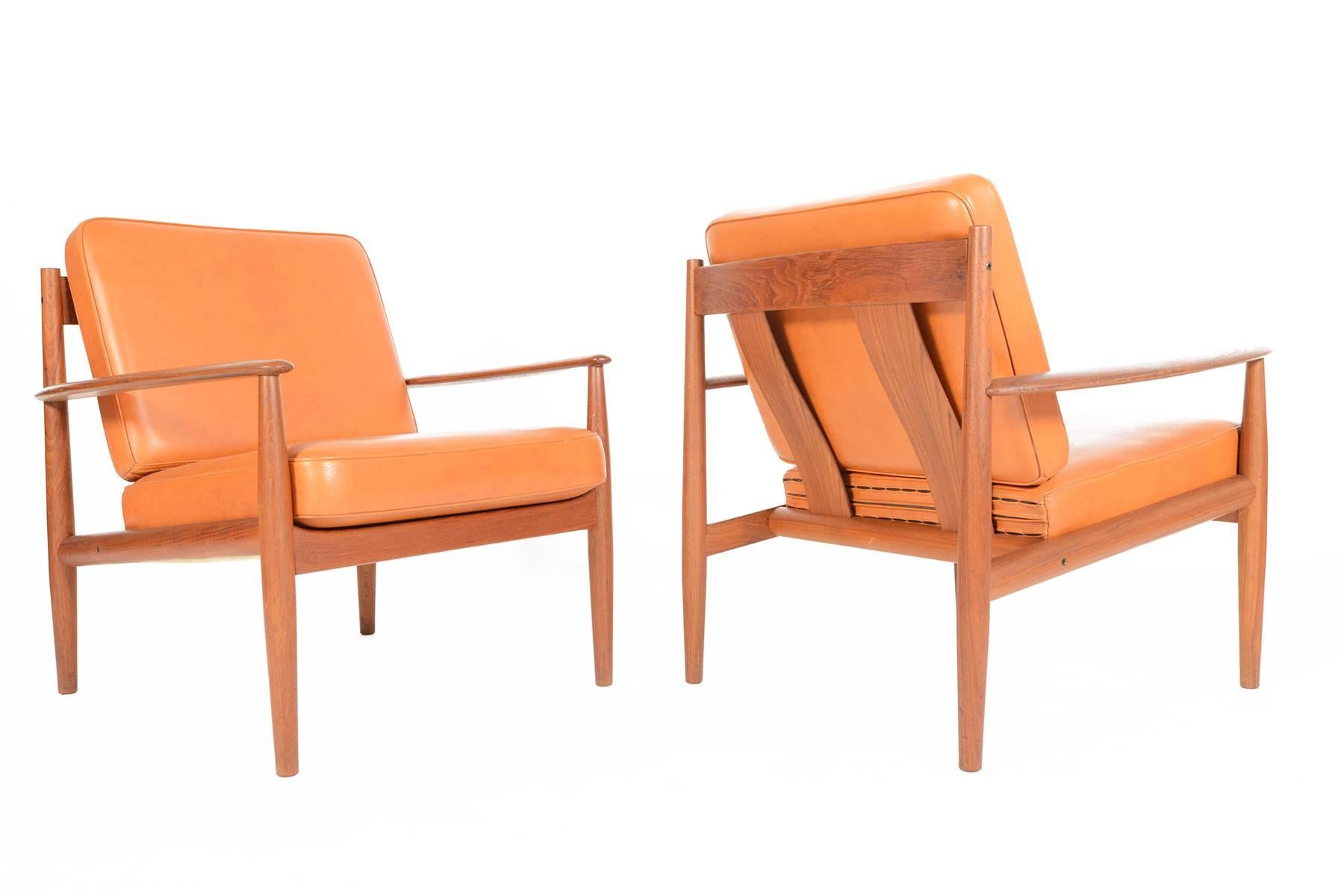 Scandinavian Modern Pair of Grete Jalk Lounge Chairs in Teak