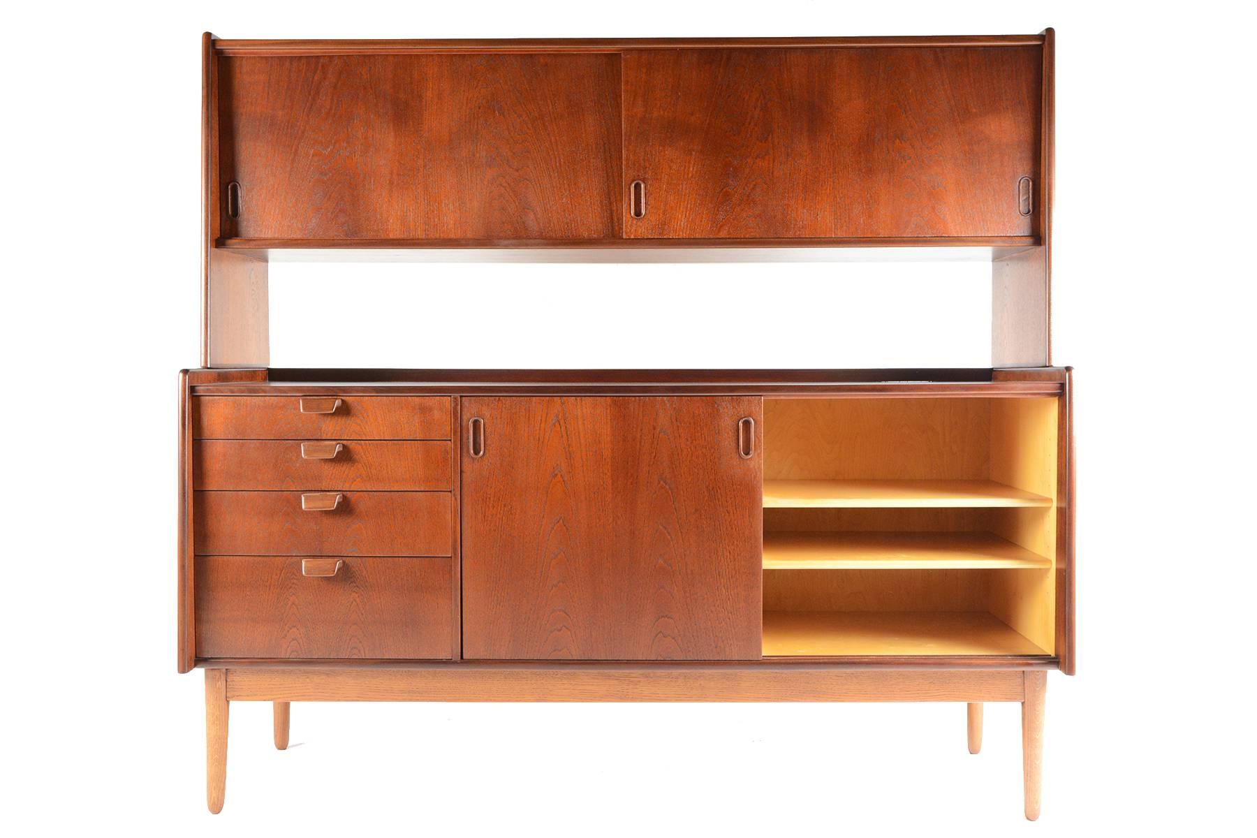 Mid-20th Century Large Teak Credenza with Hutch