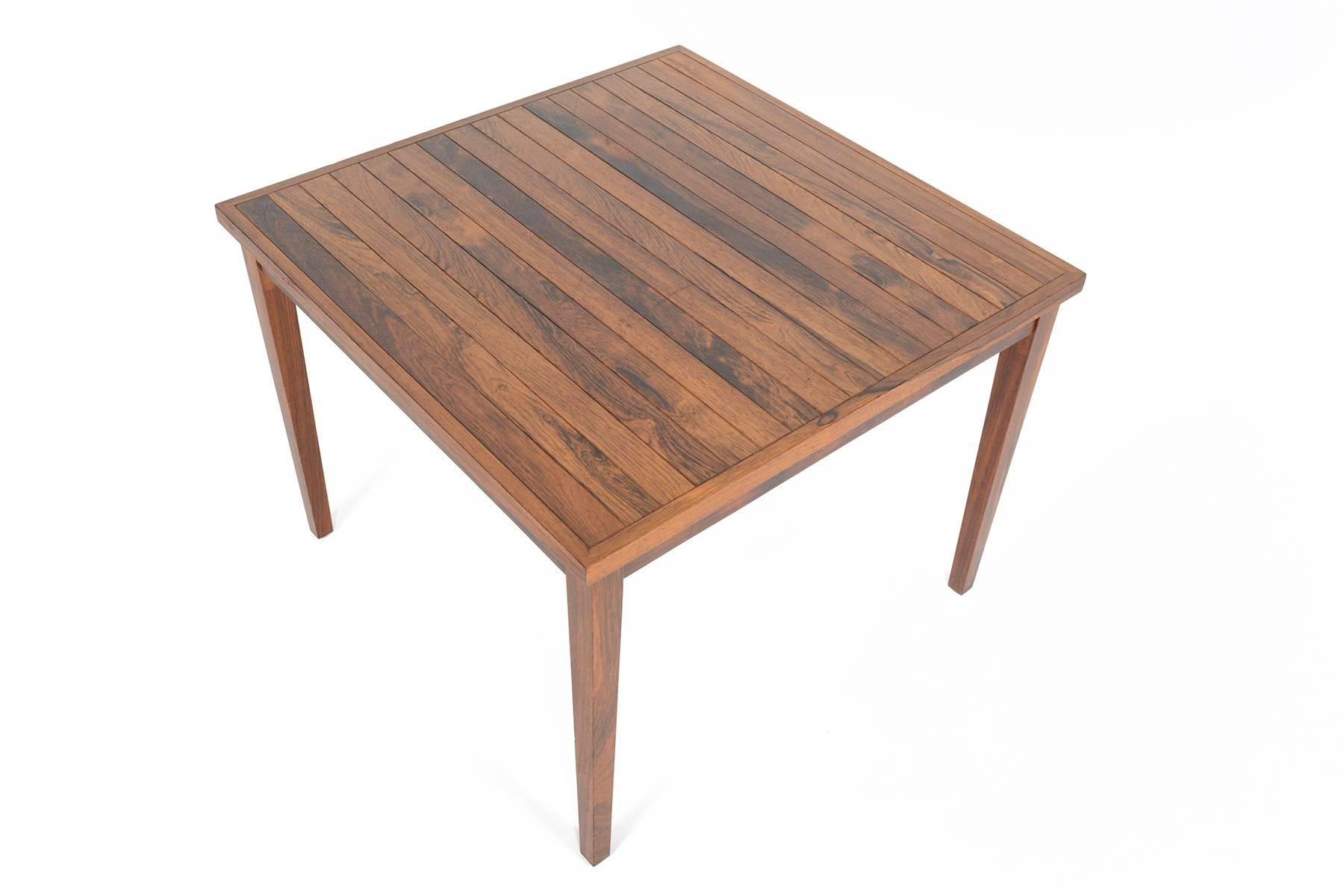 Danish Modern Slatted Square Rosewood Coffee Table In Excellent Condition In Berkeley, CA