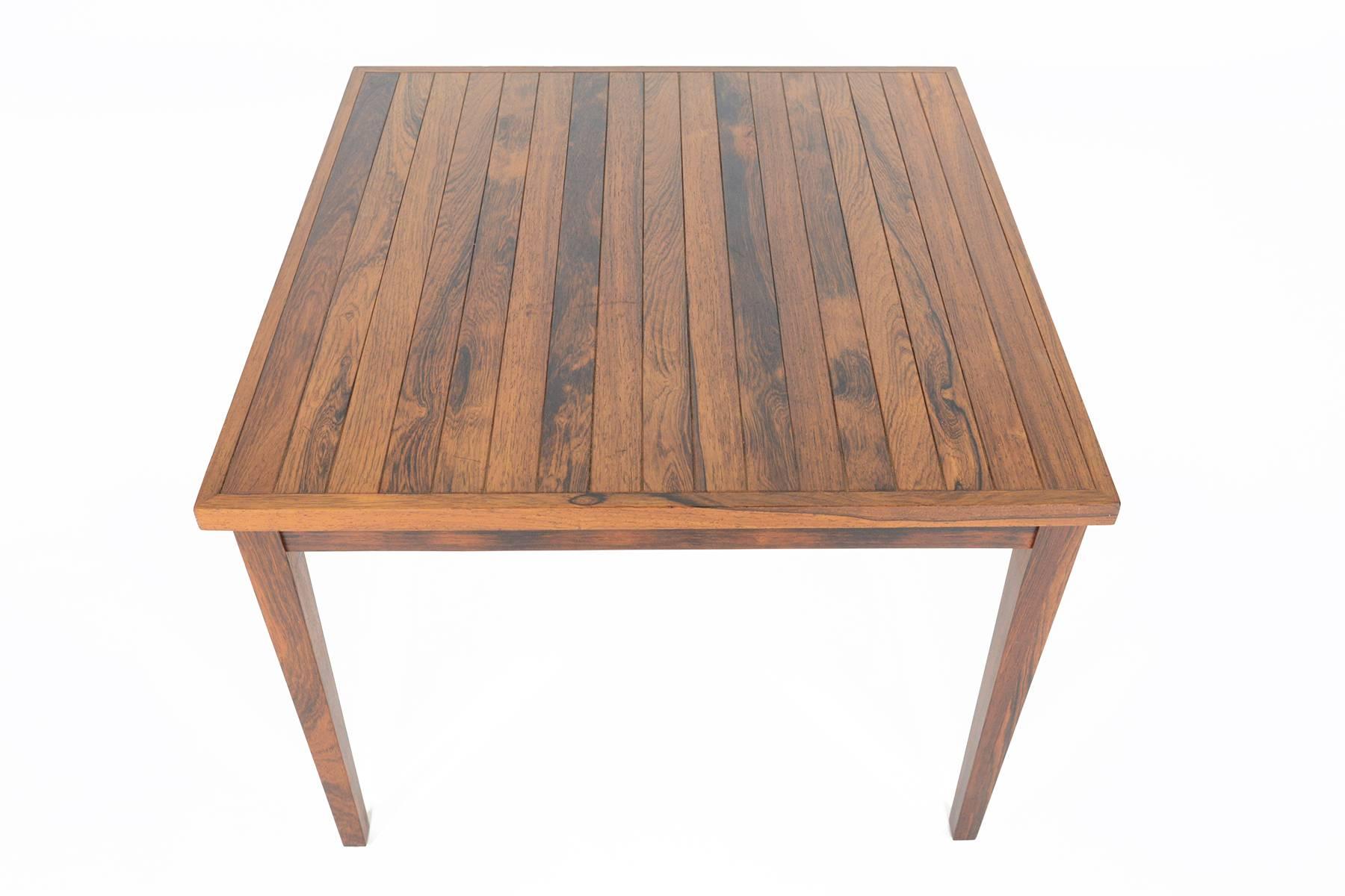 Danish Modern Slatted Square Rosewood Coffee Table 1