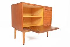 Small Teak and Oak Tambour Credenza