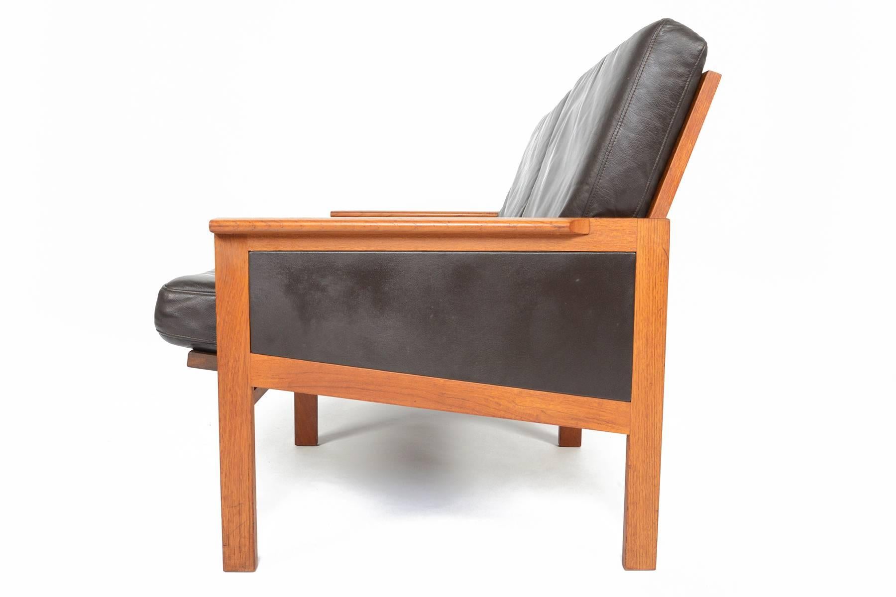 Illum Wikkelsø Capella Model Loveseat in Teak + Leather 1