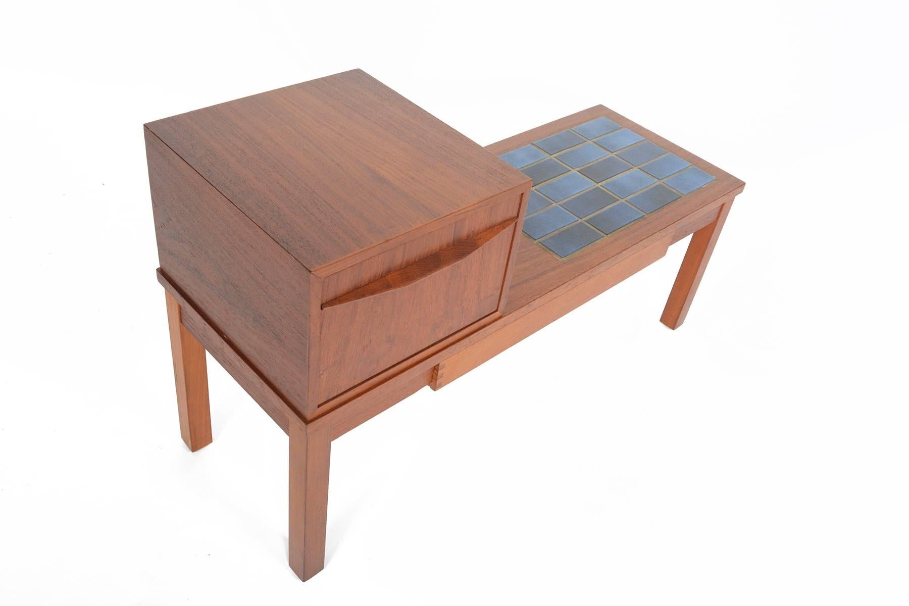 Scandinavian Modern Danish Modern Teak and Tile Telephone Bench