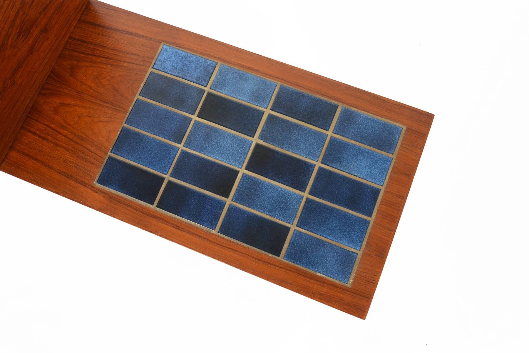 Danish Modern Teak and Tile Telephone Bench 5